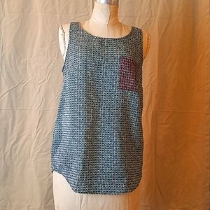 XS Olive and Oak mint and red blouse.